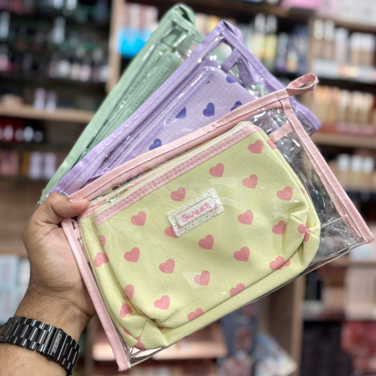 Heart Print Pouch 3in1